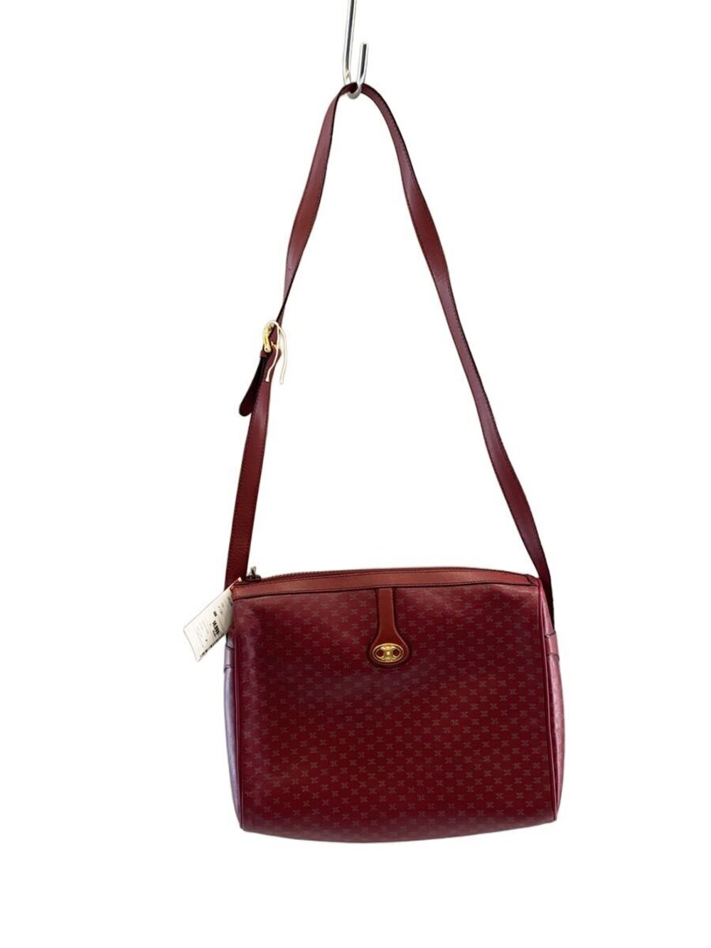 Celine Macadam shoulder bag burgundy bordeaux silhouette Red